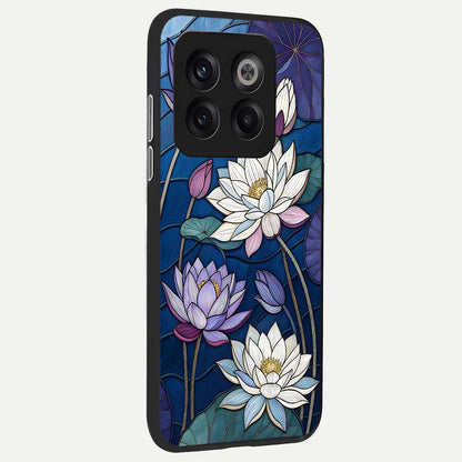  Purple Lotus Stained back cover For OnePlus 10T slim fit glass case with vibrant aesthetic design