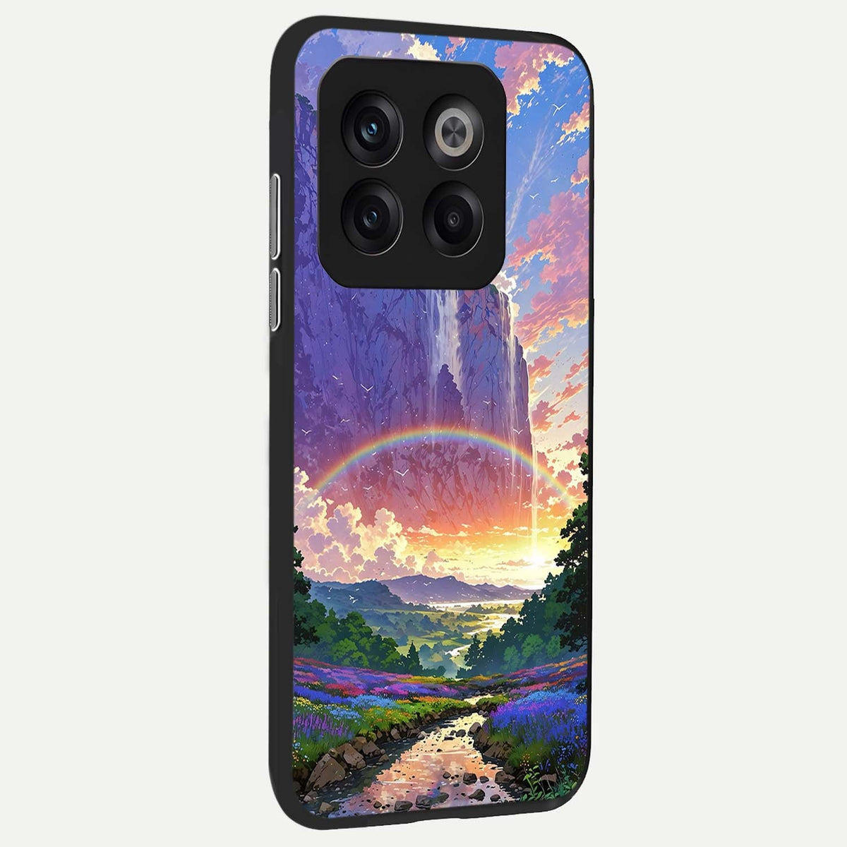  Rainbow Valley Dream back cover For OnePlus 10T slim fit glass case with vibrant aesthetic design