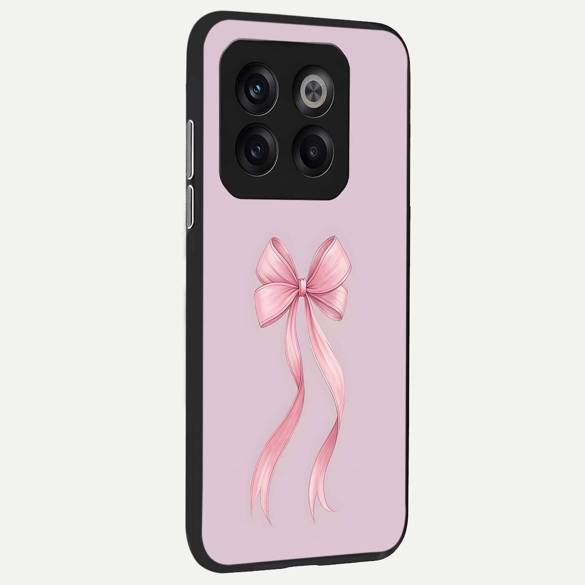  Soft Blush Bow back cover For OnePlus 10T slim fit glass case with vibrant aesthetic design