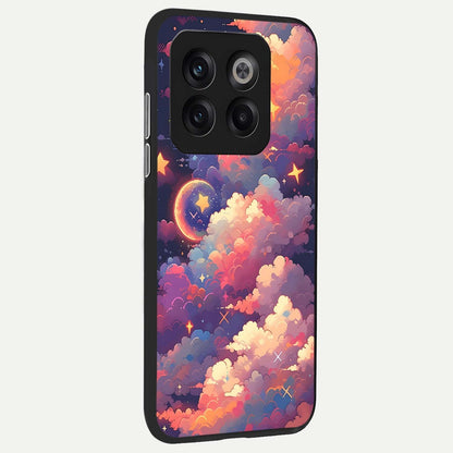  Starlit Dream Clouds back cover For OnePlus 10T slim fit glass case with vibrant aesthetic design