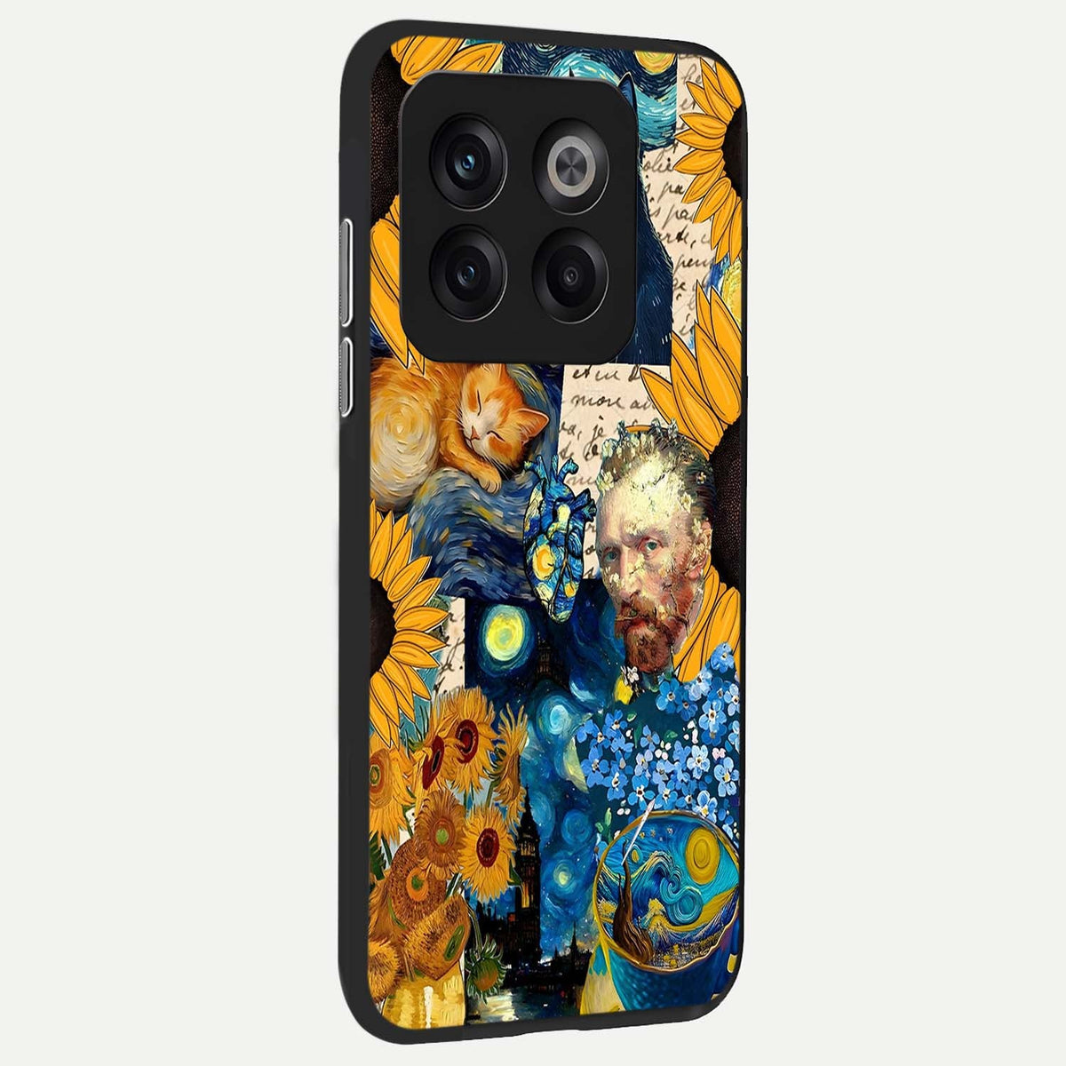  Sunflower Chic Mood Custom Name back cover For OnePlus 10T slim fit glass case with vibrant aesthetic design