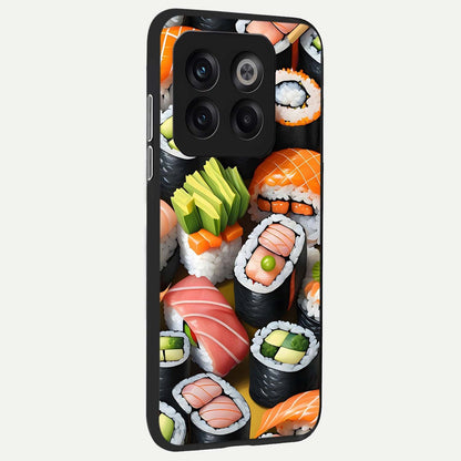 Sushi Food Pattern back cover For OnePlus 10T slim fit glass case with vibrant aesthetic design