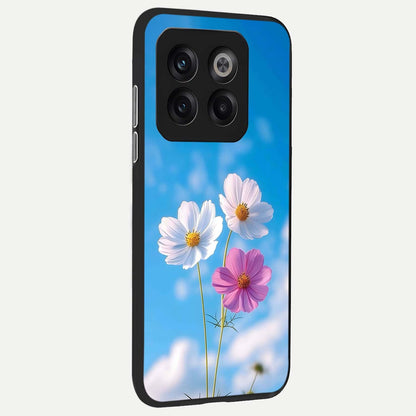  Tripple Flowers With Sky back cover For OnePlus 10T slim fit glass case with vibrant aesthetic design