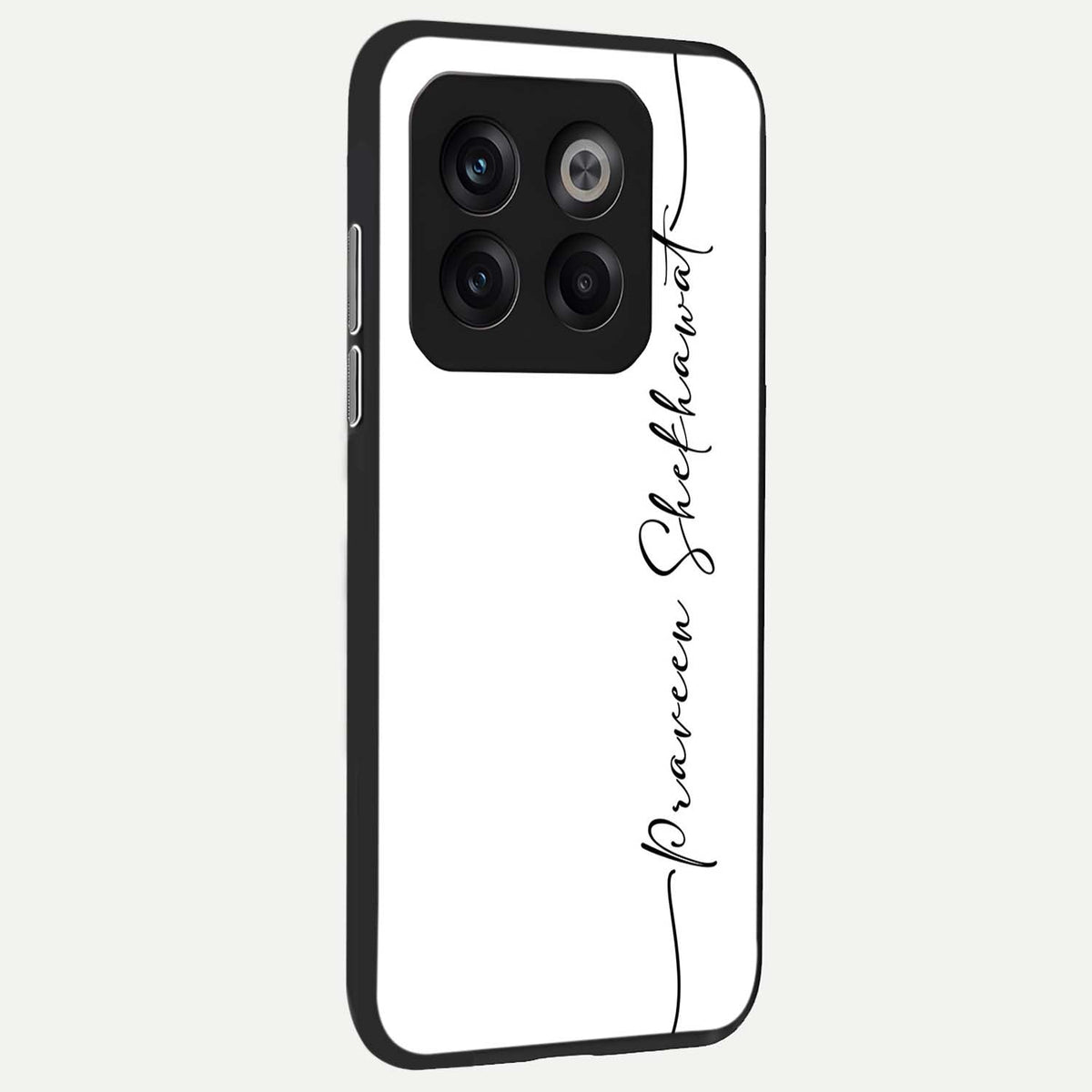  White Tune Custom Name back cover For OnePlus 10T slim fit personalized glass case with aesthetic design