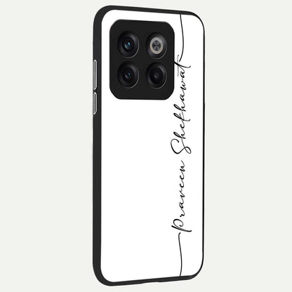  White Tune Custom Name back cover For OnePlus 10T slim fit personalized glass case with aesthetic design