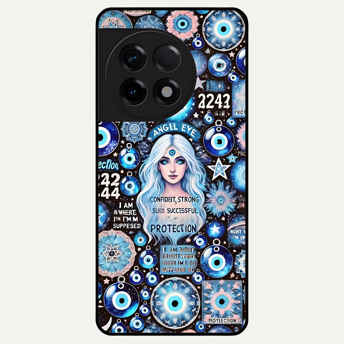  Angel Aura Shield Glass Case For OnePlus 11R back cover – full design glossy printed glass finish