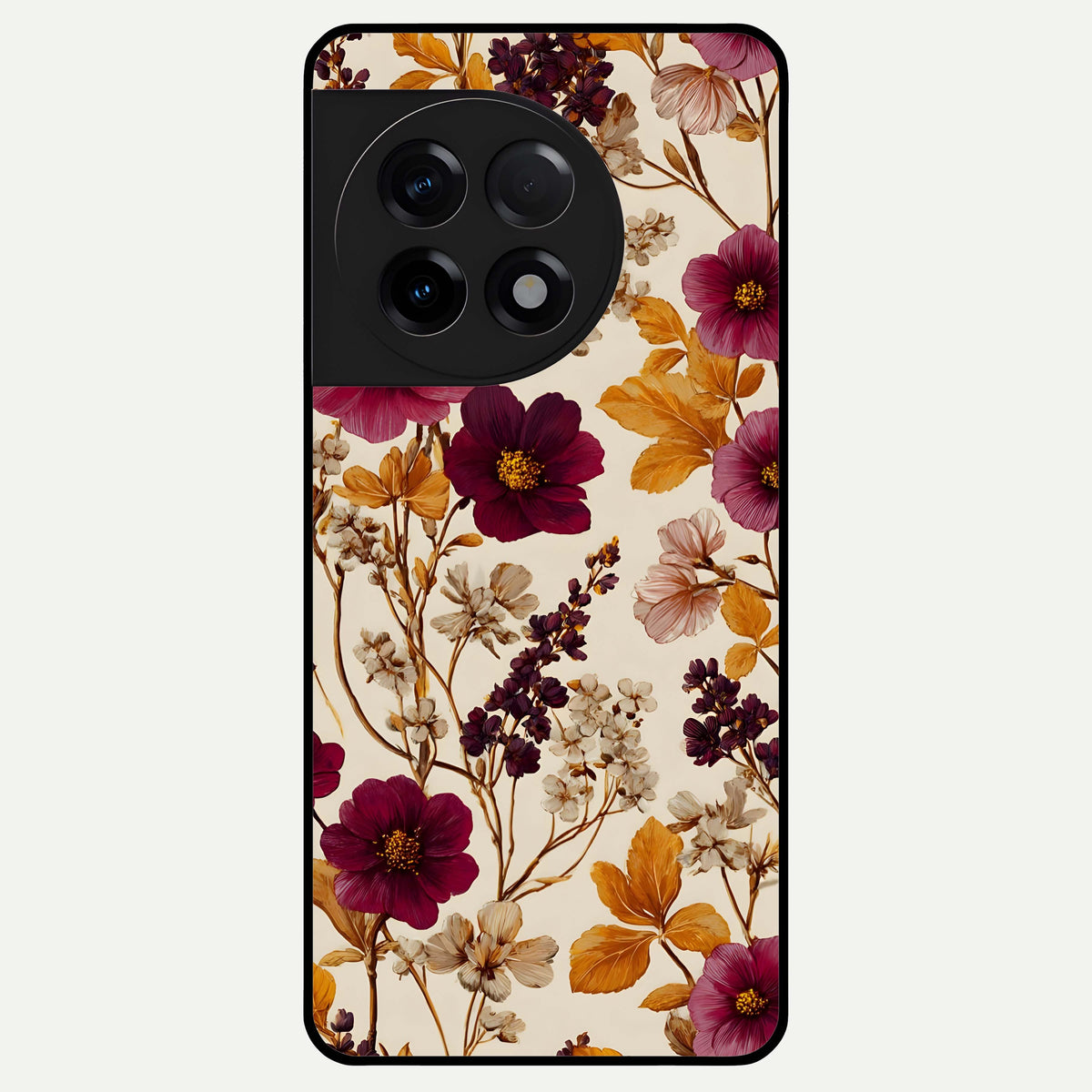  Autumn Wine Bloom Glass Case For OnePlus 11R back cover – full design glossy printed glass finish