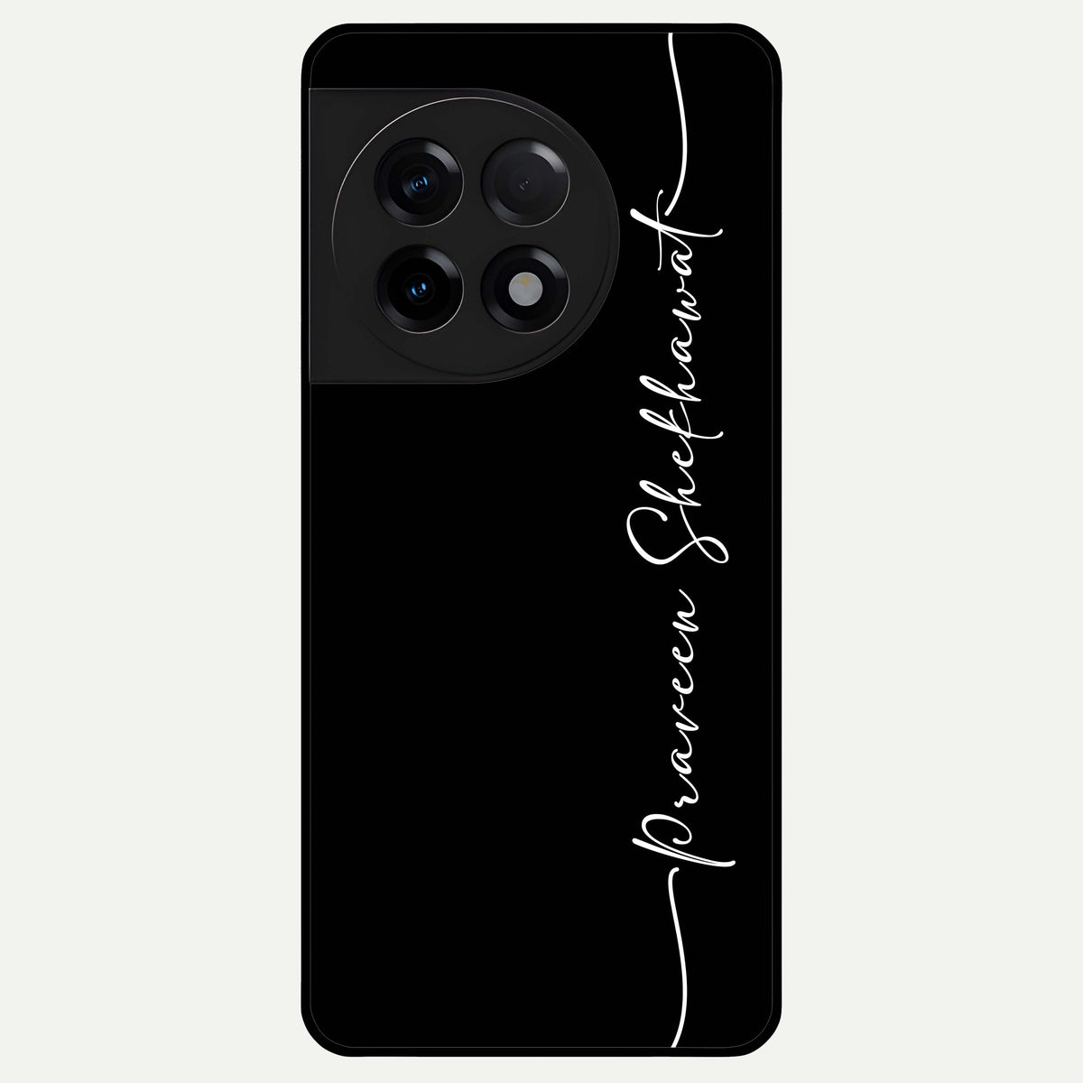  Black Tune Custom Name Glass Case For OnePlus 11R back cover – full design glossy printed glass finish