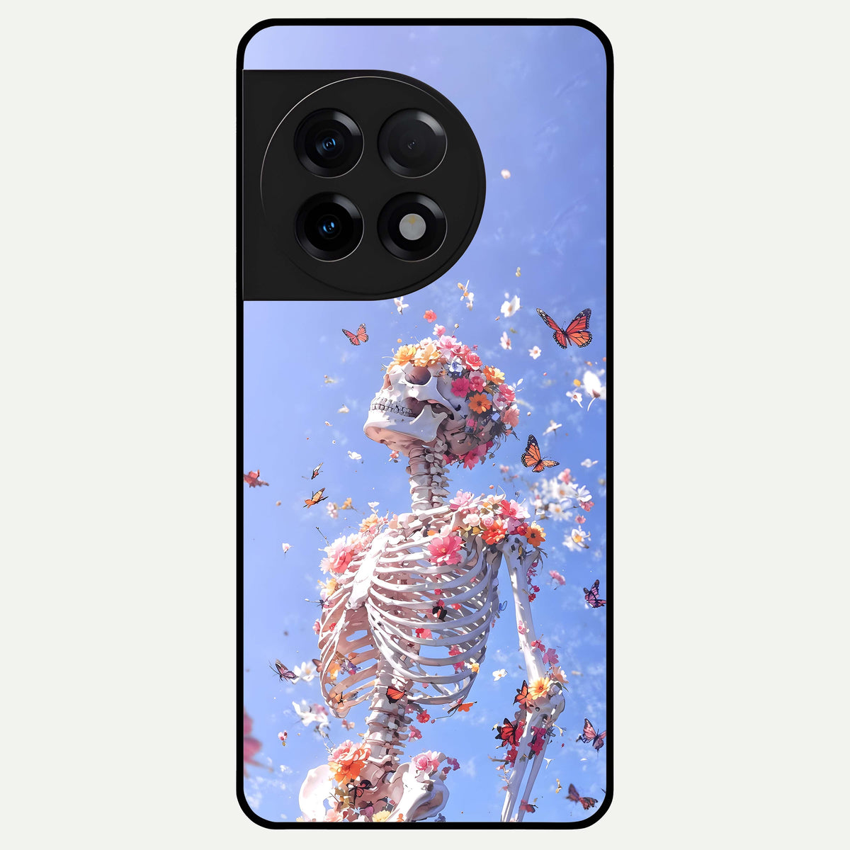  Bloom Beyond Bones Glass Case For OnePlus 11R back cover – full design glossy printed glass finish