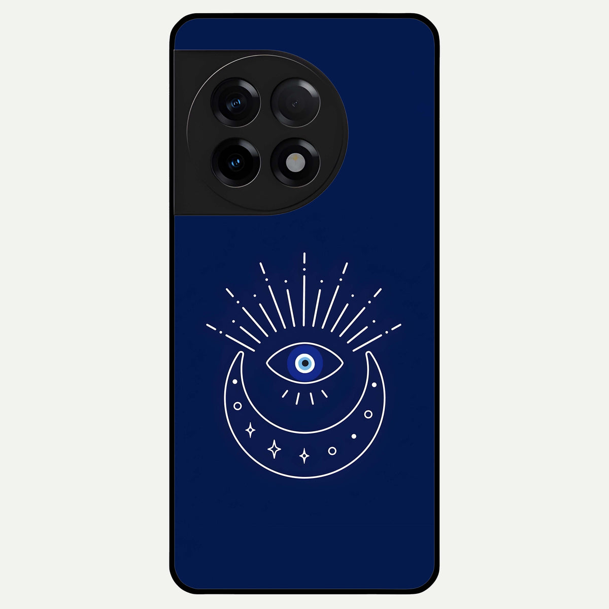  Blue Evil Eye Glass Case For OnePlus 11R back cover – full design glossy printed glass finish