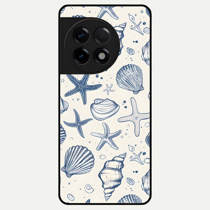  Blue Ocean Outline Glass Case For OnePlus 11R back cover – full design glossy printed glass finish