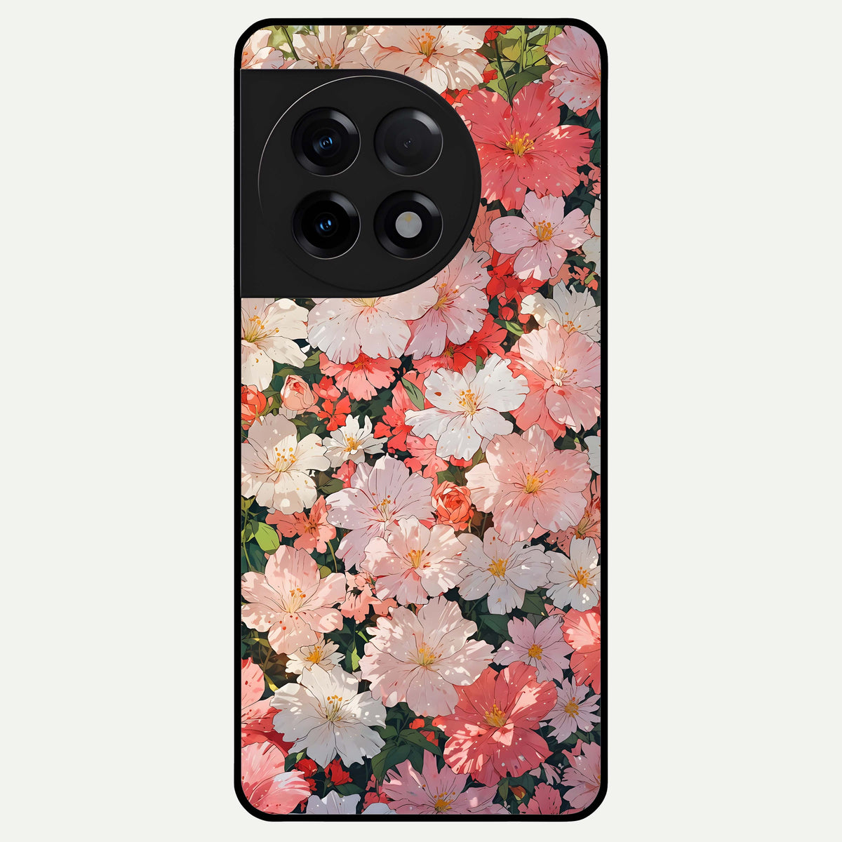  Blush Bloom Field Glass Case For OnePlus 11R back cover – full design glossy printed glass finish