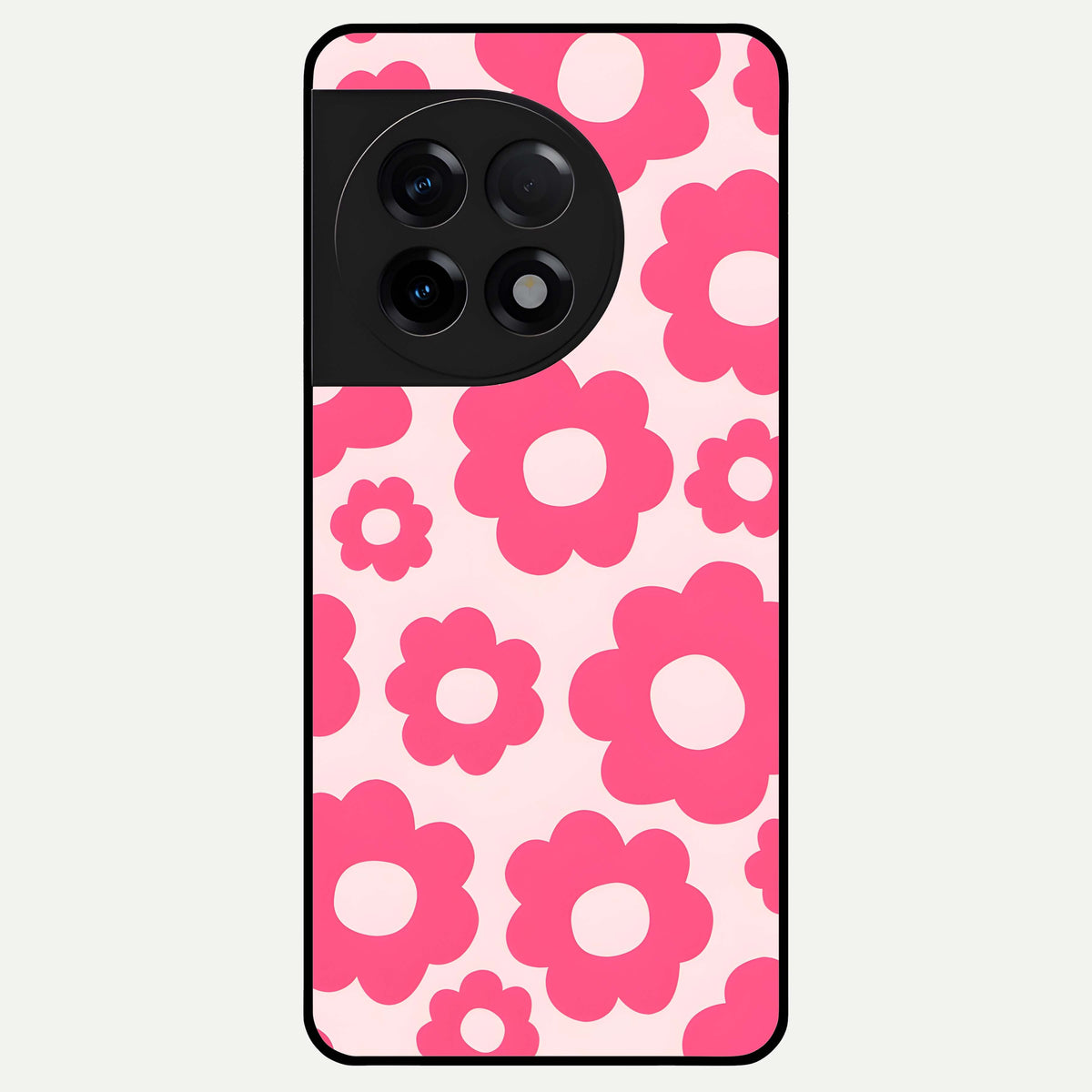  Blush Flower Pop Glass Case For OnePlus 11R back cover – full design glossy printed glass finish