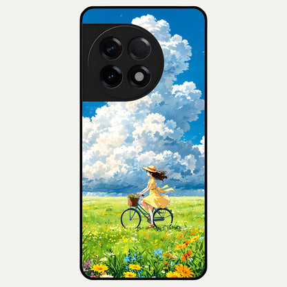  Breezy Meadow Ride Glass Case For OnePlus 11R back cover – full design glossy printed glass finish