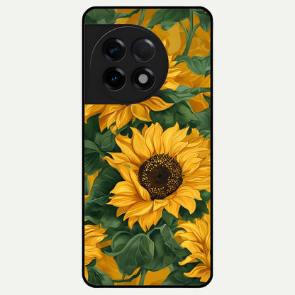  Bright Sunflower Bloom Glass Case For OnePlus 11R back cover – full design glossy printed glass finish