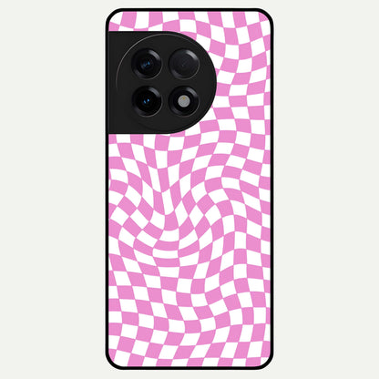  Bubblegum Check Wave Glass Case For OnePlus 11R back cover – full design glossy printed glass finish
