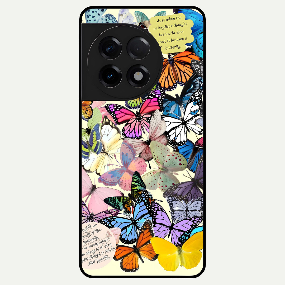  Butterflies Petal Dream Glass Case For OnePlus 11R back cover – full design glossy printed glass finish
