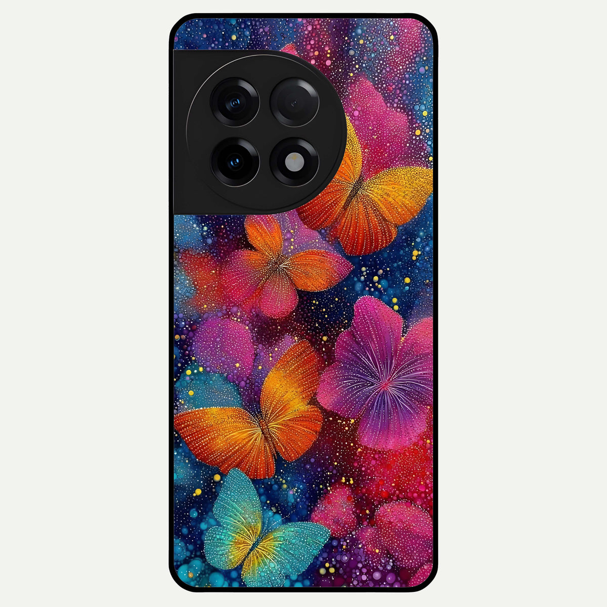  Butterfly Dream Mist Glass Case For OnePlus 11R back cover – full design glossy printed glass finish