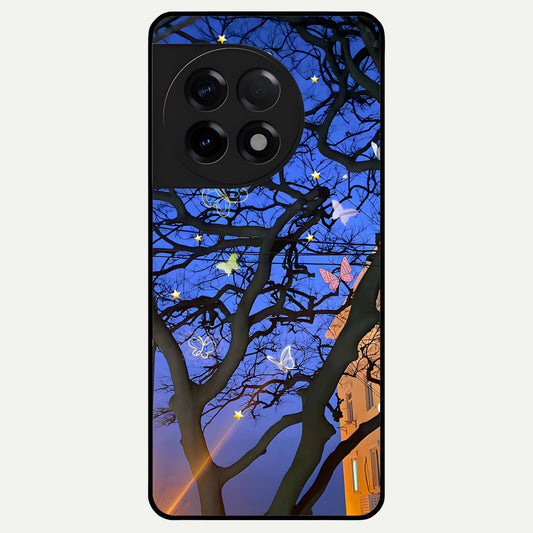  Butterfly Night Magic Glass Case For OnePlus 11R back cover – full design glossy printed glass finish