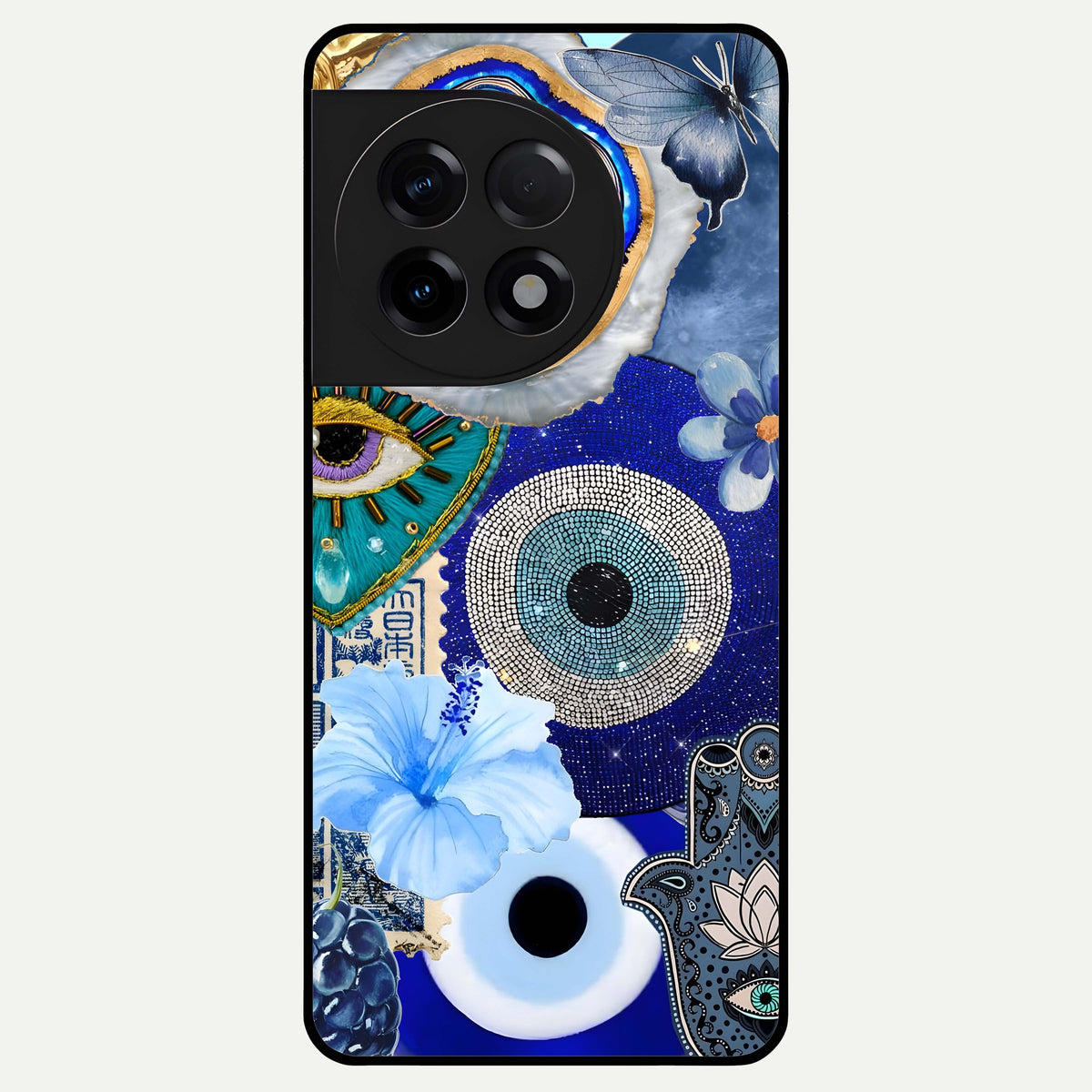  Celestial Blue Vision Glass Case For OnePlus 11R back cover – full design glossy printed glass finish