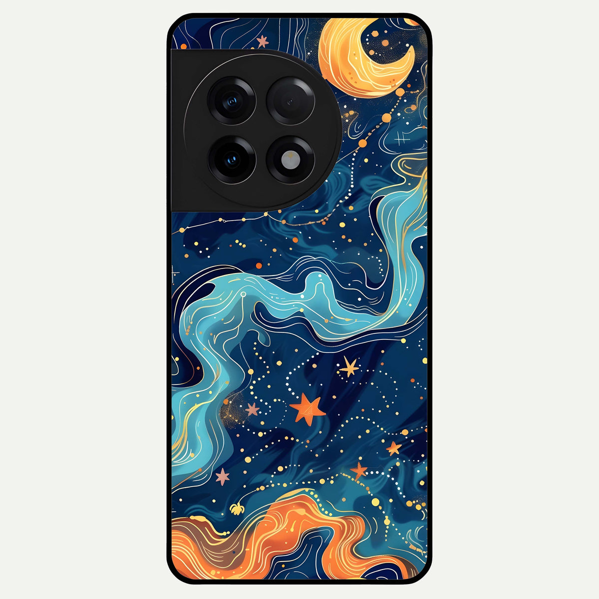  Celestial Dream Flow Glass Case For OnePlus 11R back cover – full design glossy printed glass finish