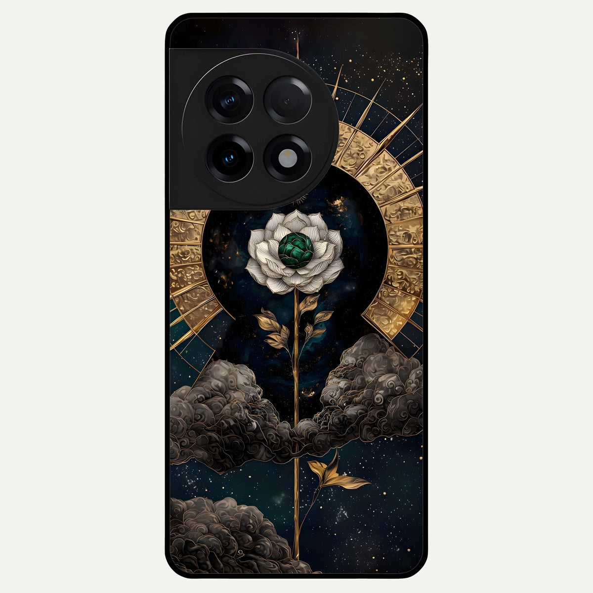  Celestial Lotus Morang Glass Case For OnePlus 11R back cover – full design glossy printed glass finish