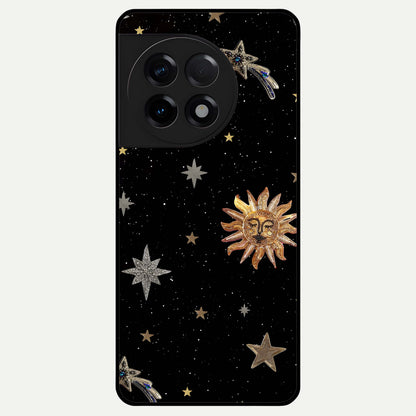  Celestial Moon With Stars Glass Case For OnePlus 11R back cover – full design glossy printed glass finish