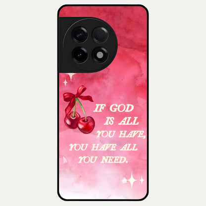  Cherry Quote Glass Case For OnePlus 11R back cover – full design glossy printed glass finish