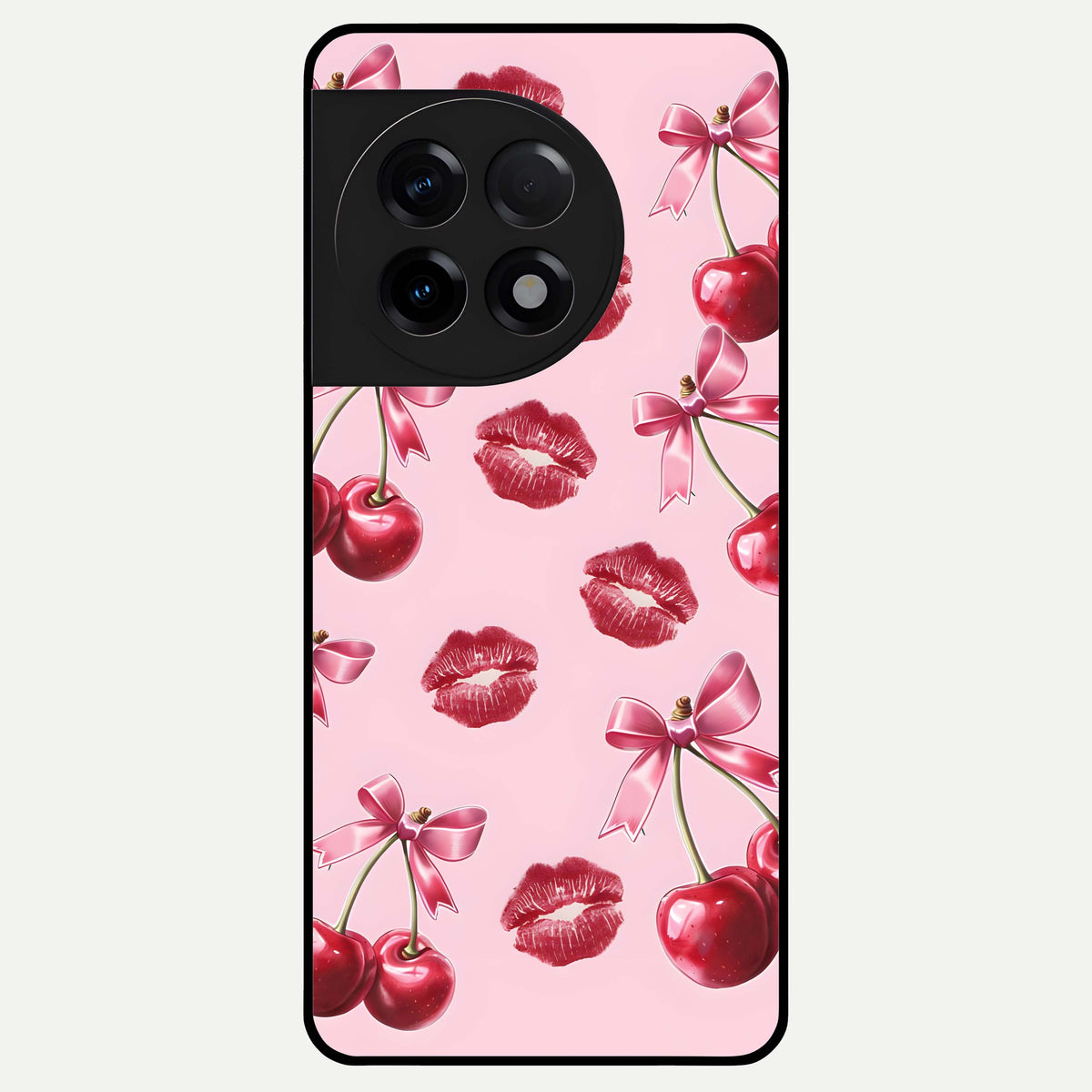  Cherry With Lips Glass Case For OnePlus 11R back cover – full design glossy printed glass finish