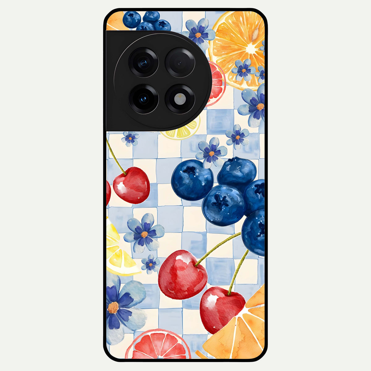  Citrus Bloom Joy Glass Case For OnePlus 11R back cover – full design glossy printed glass finish