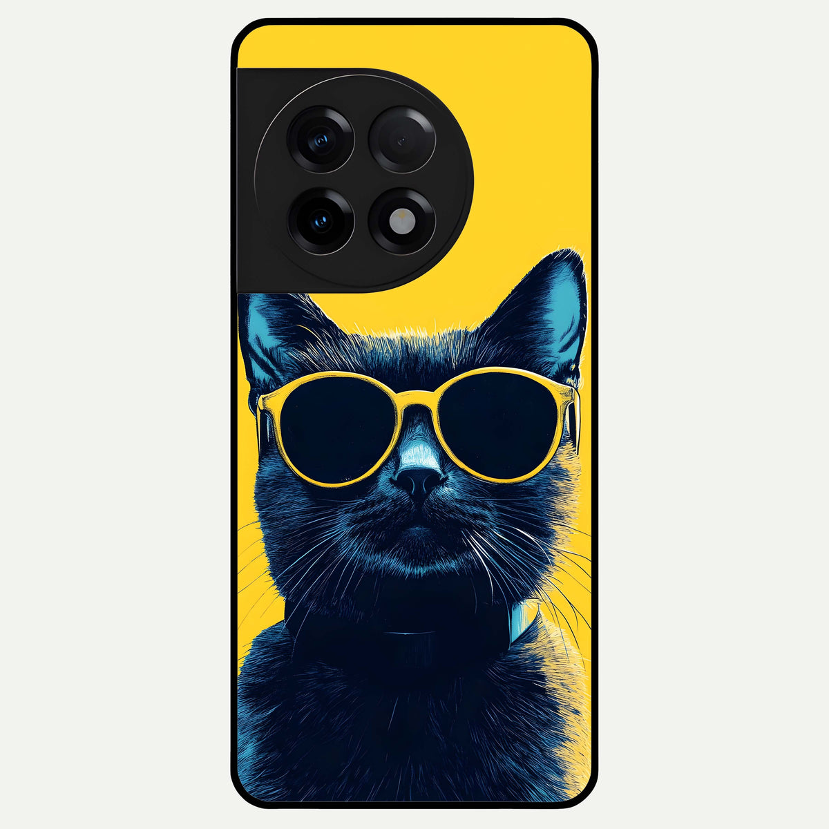  Cool Cat Vibes Glass Case For OnePlus 11R back cover – full design glossy printed glass finish