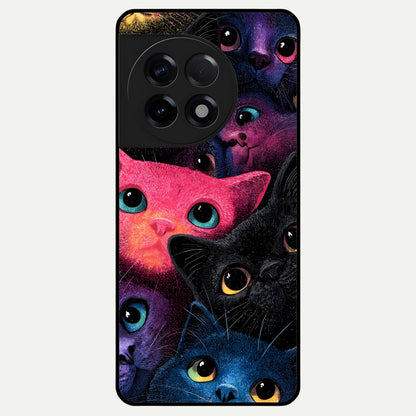  Cosmic Cats Dreams Glass Case For OnePlus 11R back cover – full design glossy printed glass finish