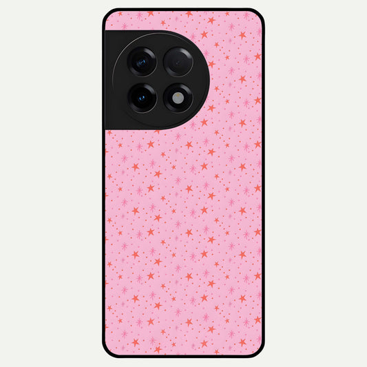  Cosmic Pink Sparkle Glass Case For OnePlus 11R back cover – full design glossy printed glass finish