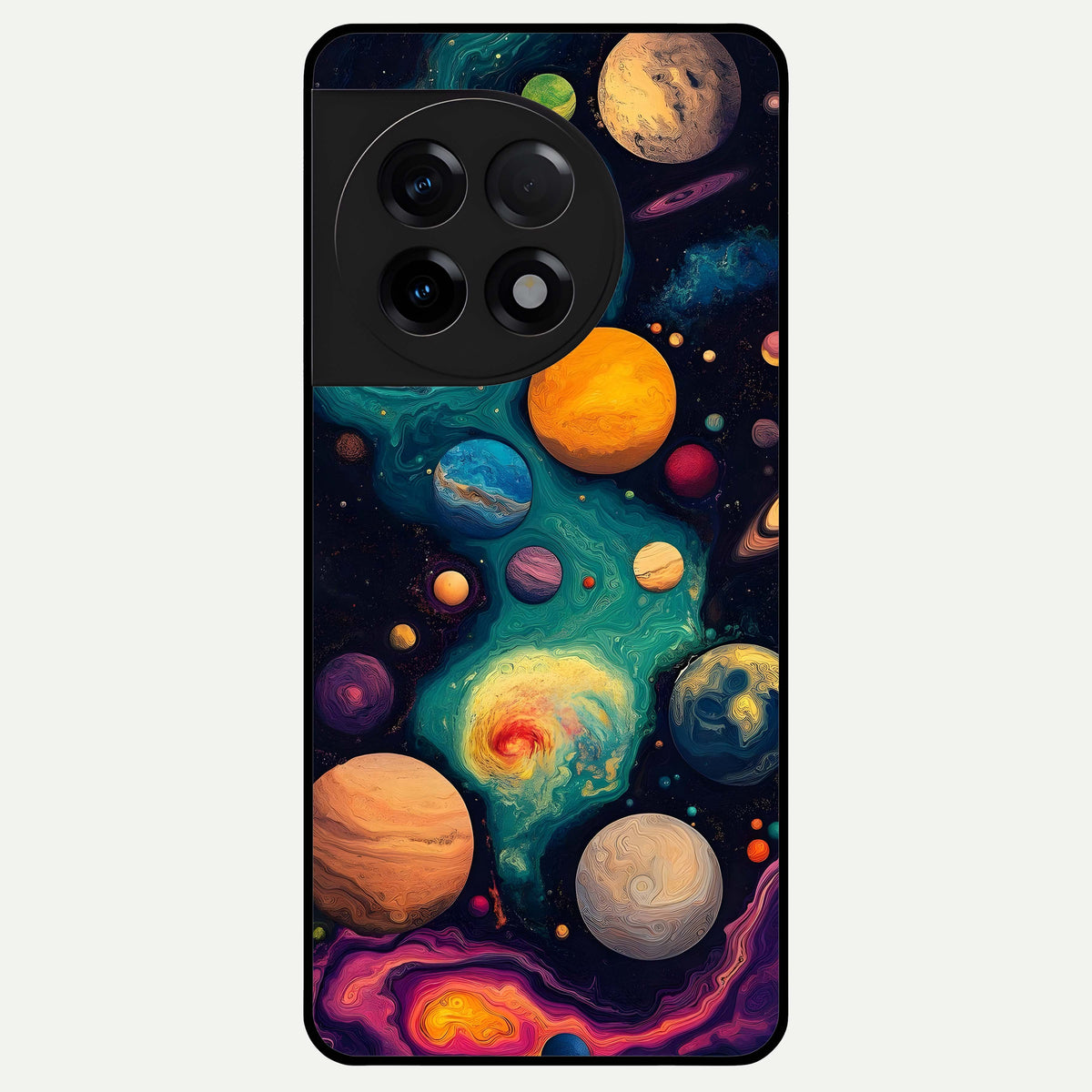  Cosmic Planet Journey Glass Case For OnePlus 11R back cover – full design glossy printed glass finish