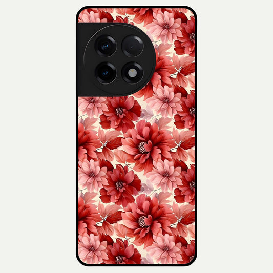  Crimson Love Petals Glass Case For OnePlus 11R back cover – full design glossy printed glass finish