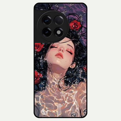  Crimson Rose Serenity Glass Case For OnePlus 11R back cover – full design glossy printed glass finish