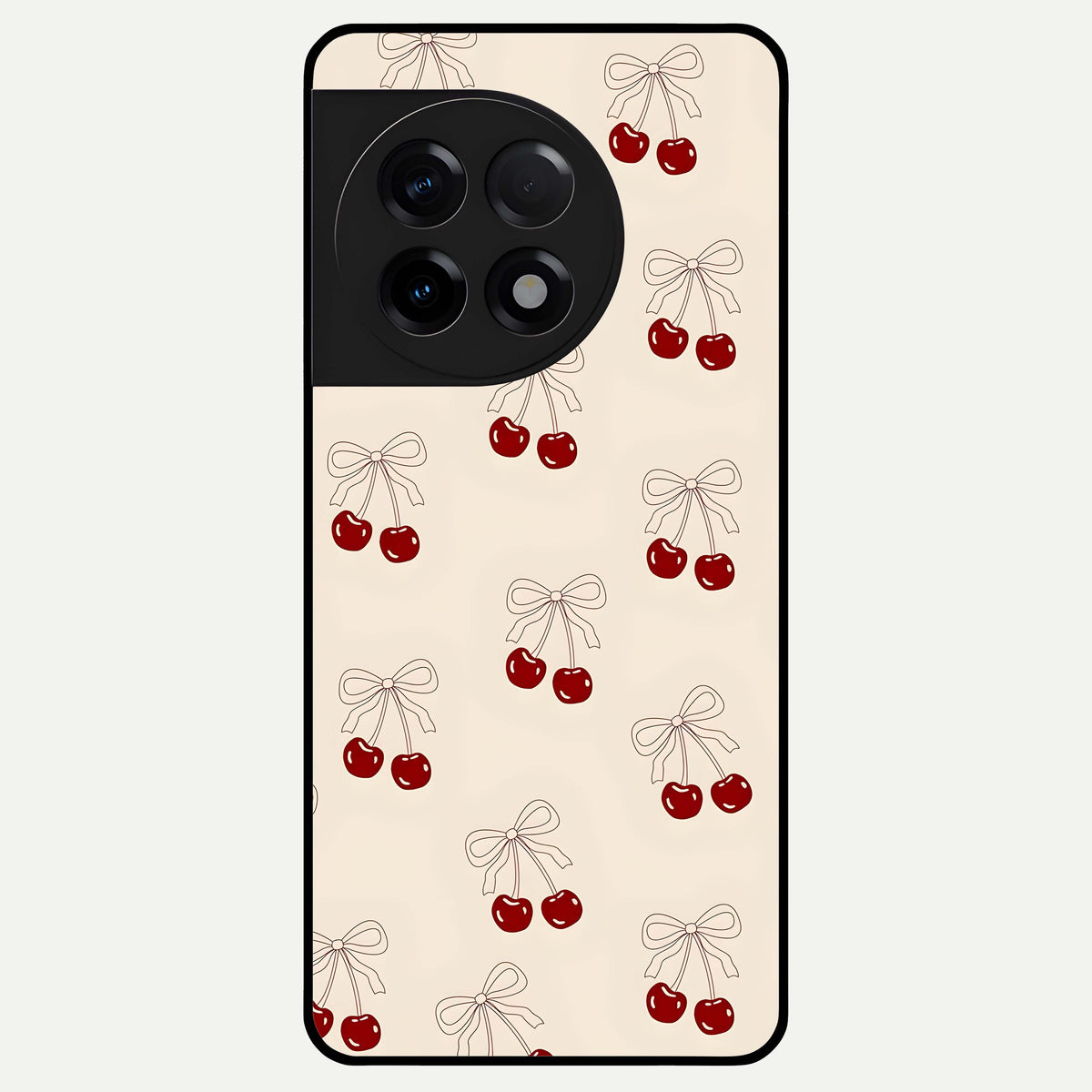  Cute Cherry Pattern Glass Case For OnePlus 11R back cover – full design glossy printed glass finish