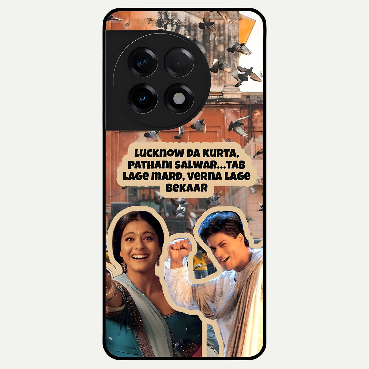  Desi Retro Vibes Glass Case For OnePlus 11R back cover – full design glossy printed glass finish