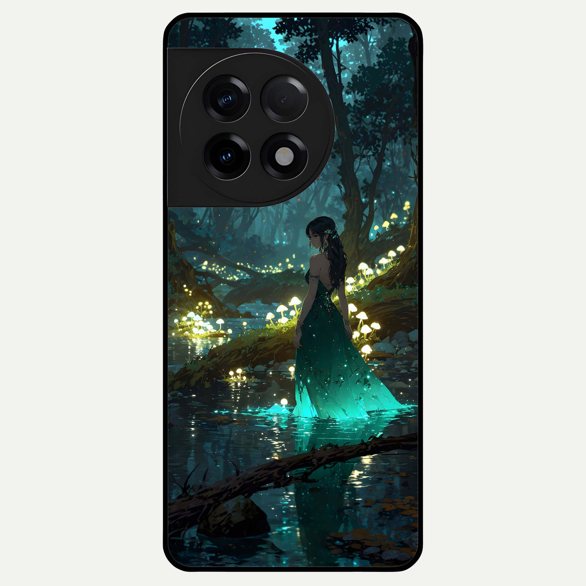  Enchanted Forest Glow Glass Case For OnePlus 11R back cover – full design glossy printed glass finish