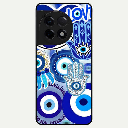  Evil Eyes Dream Glass Case For OnePlus 11R back cover – full design glossy printed glass finish