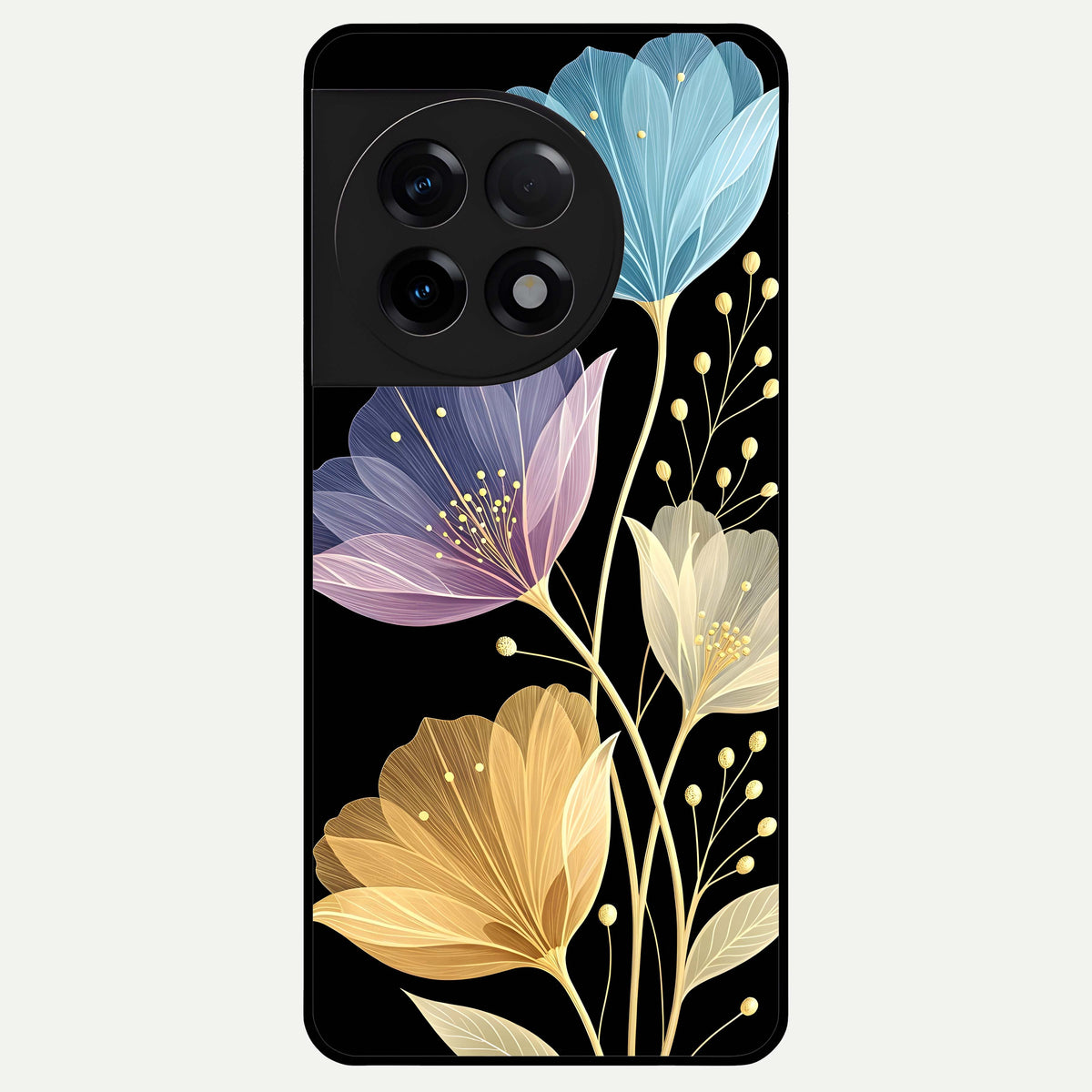  Flower Bloom Glow Glass Case For OnePlus 11R back cover – full design glossy printed glass finish
