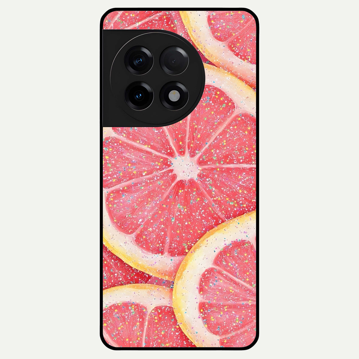  Glitter Grapefruit Glass Case For OnePlus 11R back cover – full design glossy printed glass finish