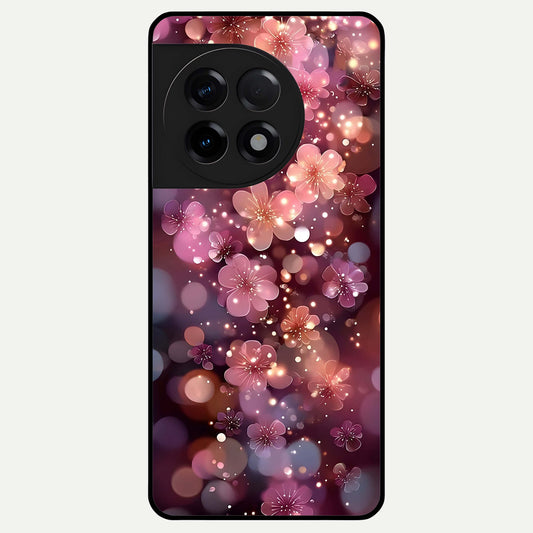  Glowing Petal Bliss Glass Case For OnePlus 11R back cover – full design glossy printed glass finish