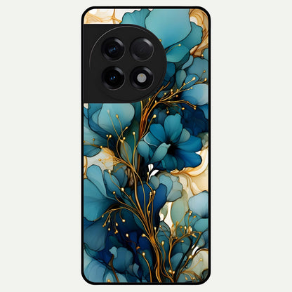  Golden Bloom Symphony Glass Case For OnePlus 11R back cover – full design glossy printed glass finish