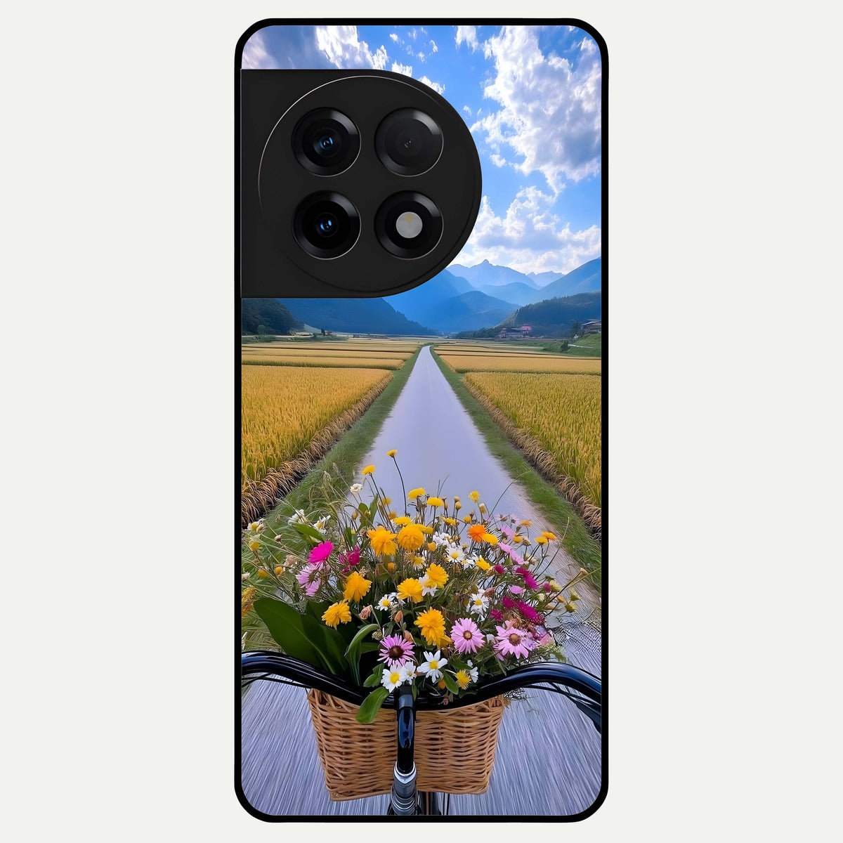  Golden Field Journey Glass Case For OnePlus 11R back cover – full design glossy printed glass finish