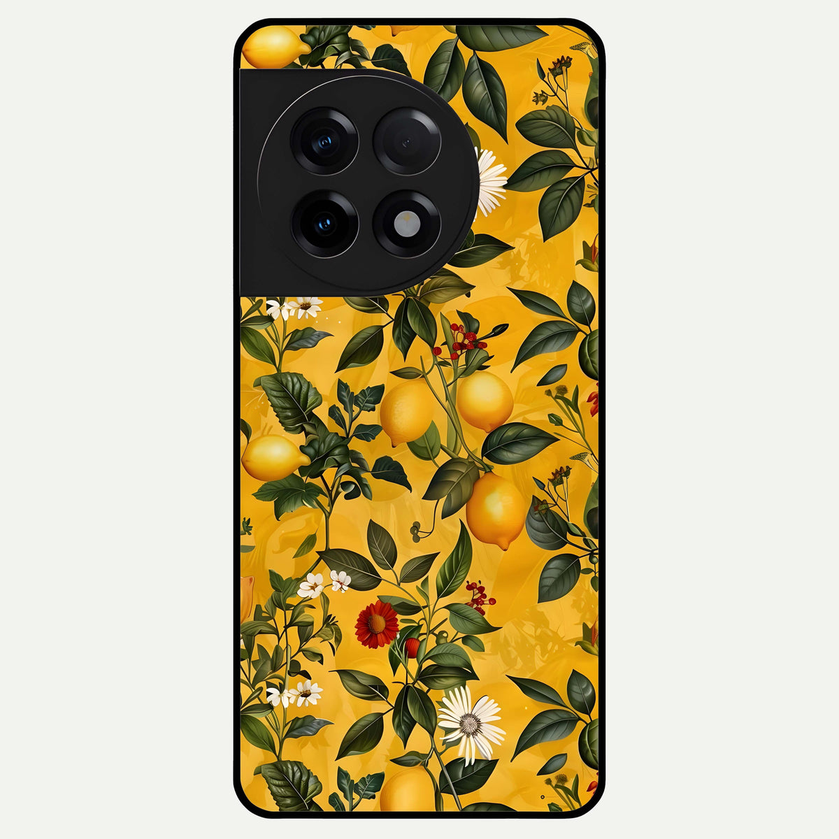  Golden Lemon Field Glass Case For OnePlus 11R back cover – full design glossy printed glass finish