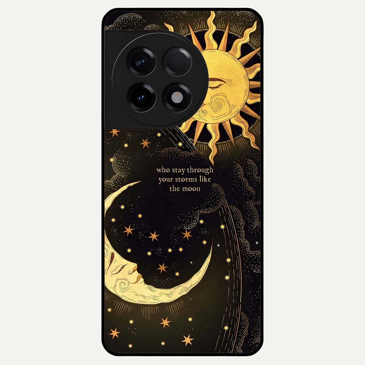 Golden Lunar Love Glass Case For OnePlus 11R back cover – full design glossy printed glass finish