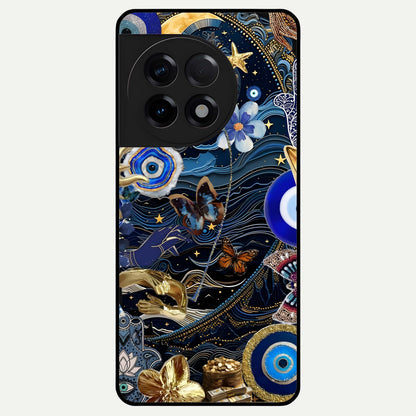  Golden Moon Magic Glass Case For OnePlus 11R back cover – full design glossy printed glass finish
