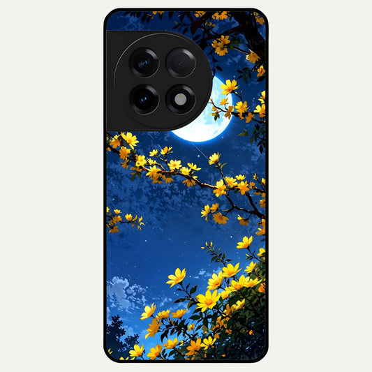  Golden Night Glow Glass Case For OnePlus 11R back cover – full design glossy printed glass finish