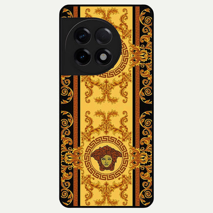  Golden Royal Heritage Glass Case For OnePlus 11R back cover – full design glossy printed glass finish